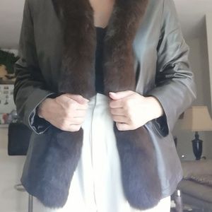 Fancy leather jacket with fur